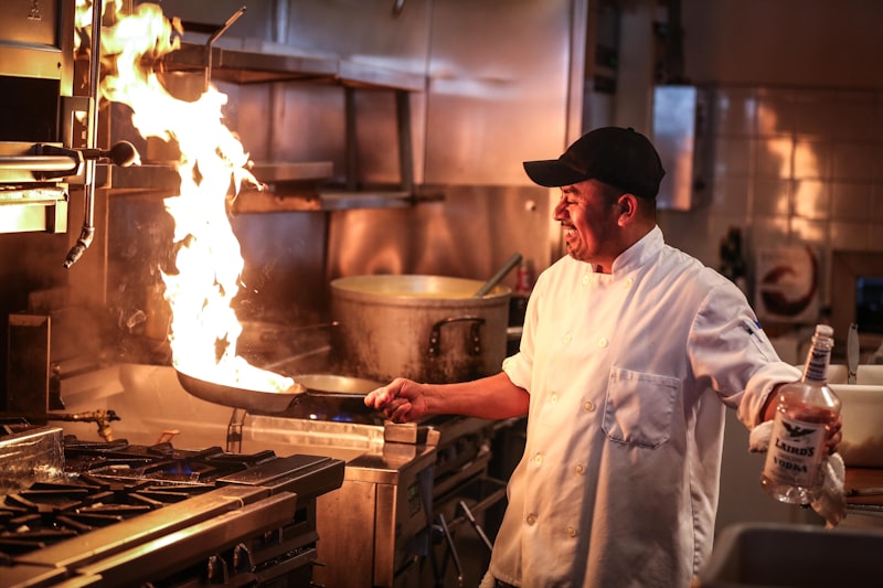 Professional chef cooking fresh meals